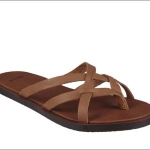 Sanuk • ‘Yoga Strappy’ Brown Leather Sandal Sz 7